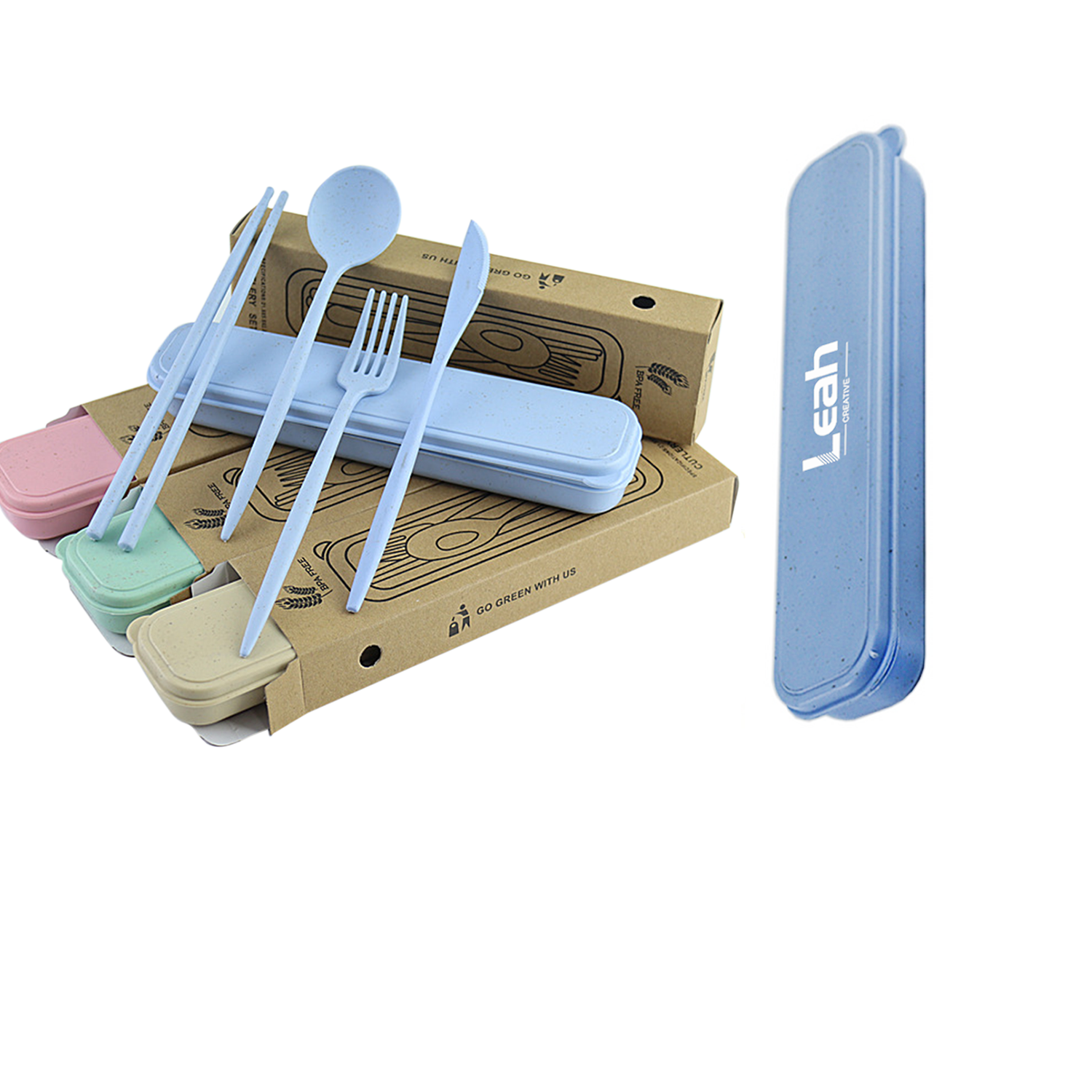 Wheat Straw Creative Tableware Portable Set 2