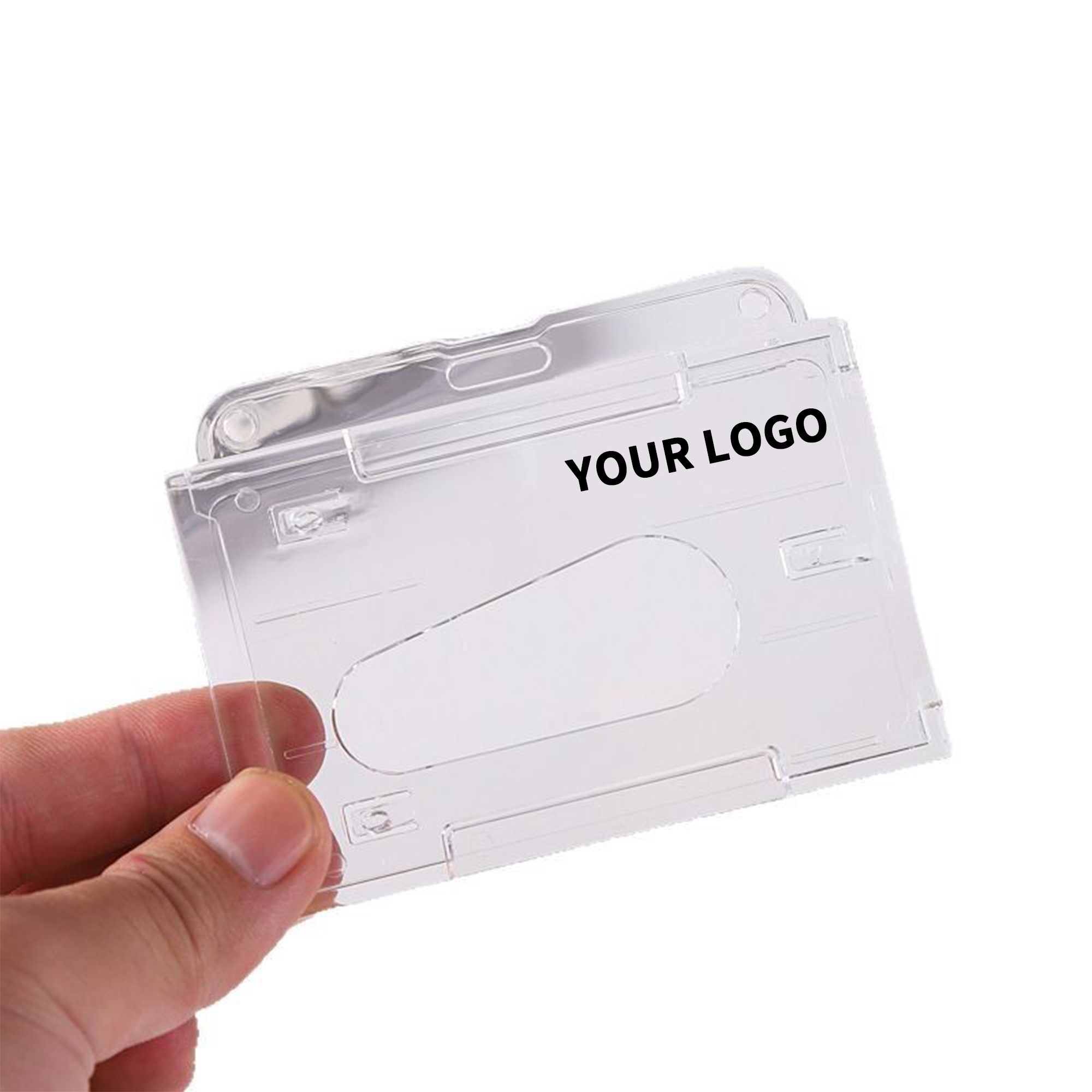 Hard Plastic Badge Holder Clear PS 2.4" Length x 2.1" Width 1