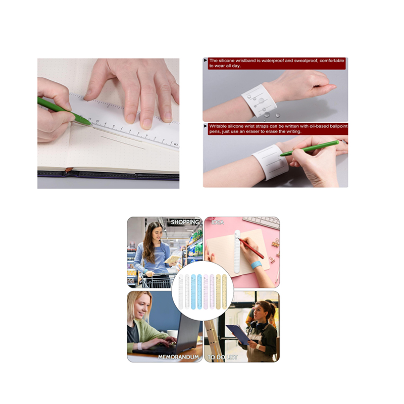 Reusable Silicone Memo Pad Slap Wristbands with Ruler 3
