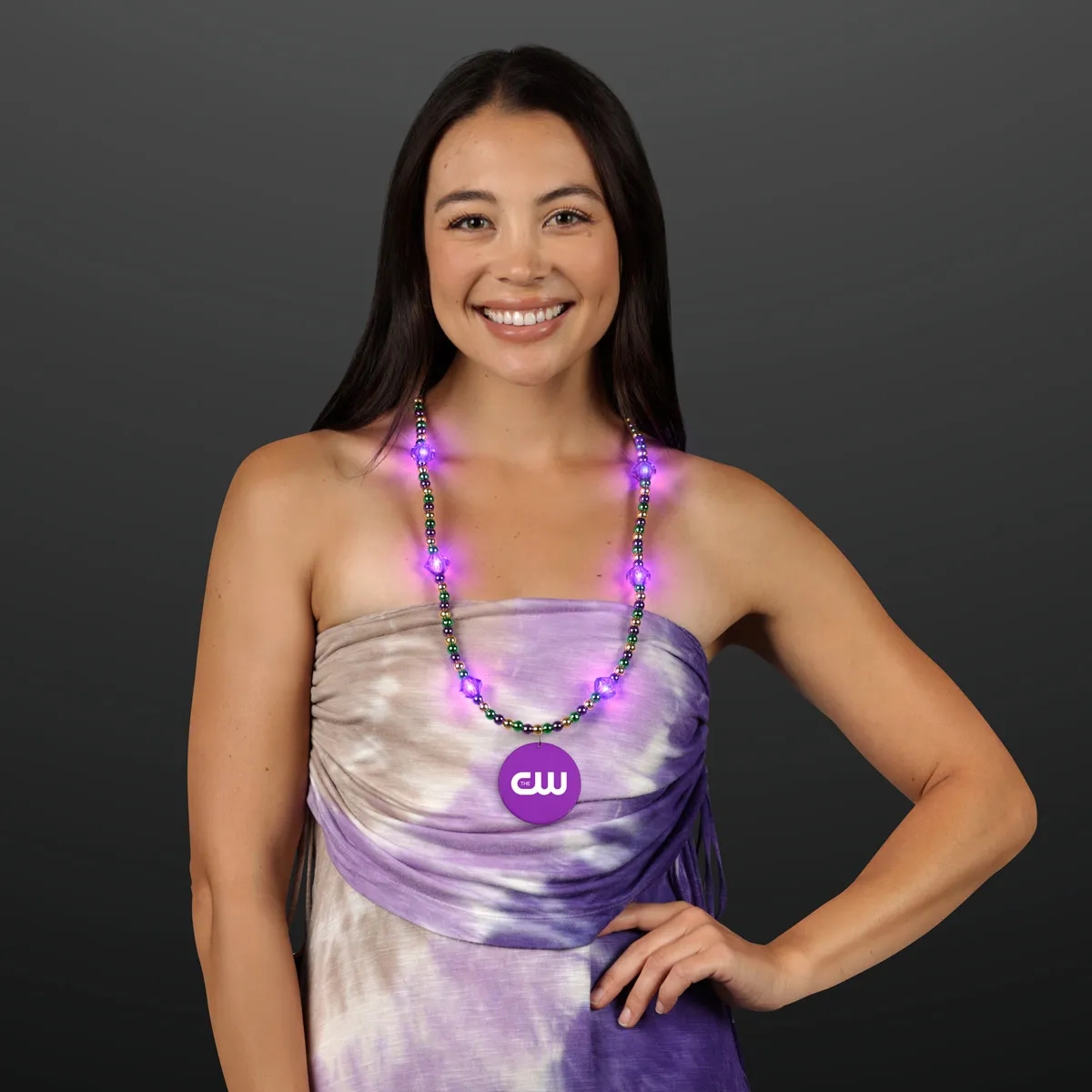 Purple Light Jewels Mardi Gras Beads with Purple Medallion 3