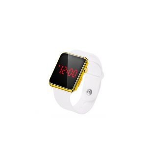 Sports Watch With White Band Digital Display Adjustable Design 24