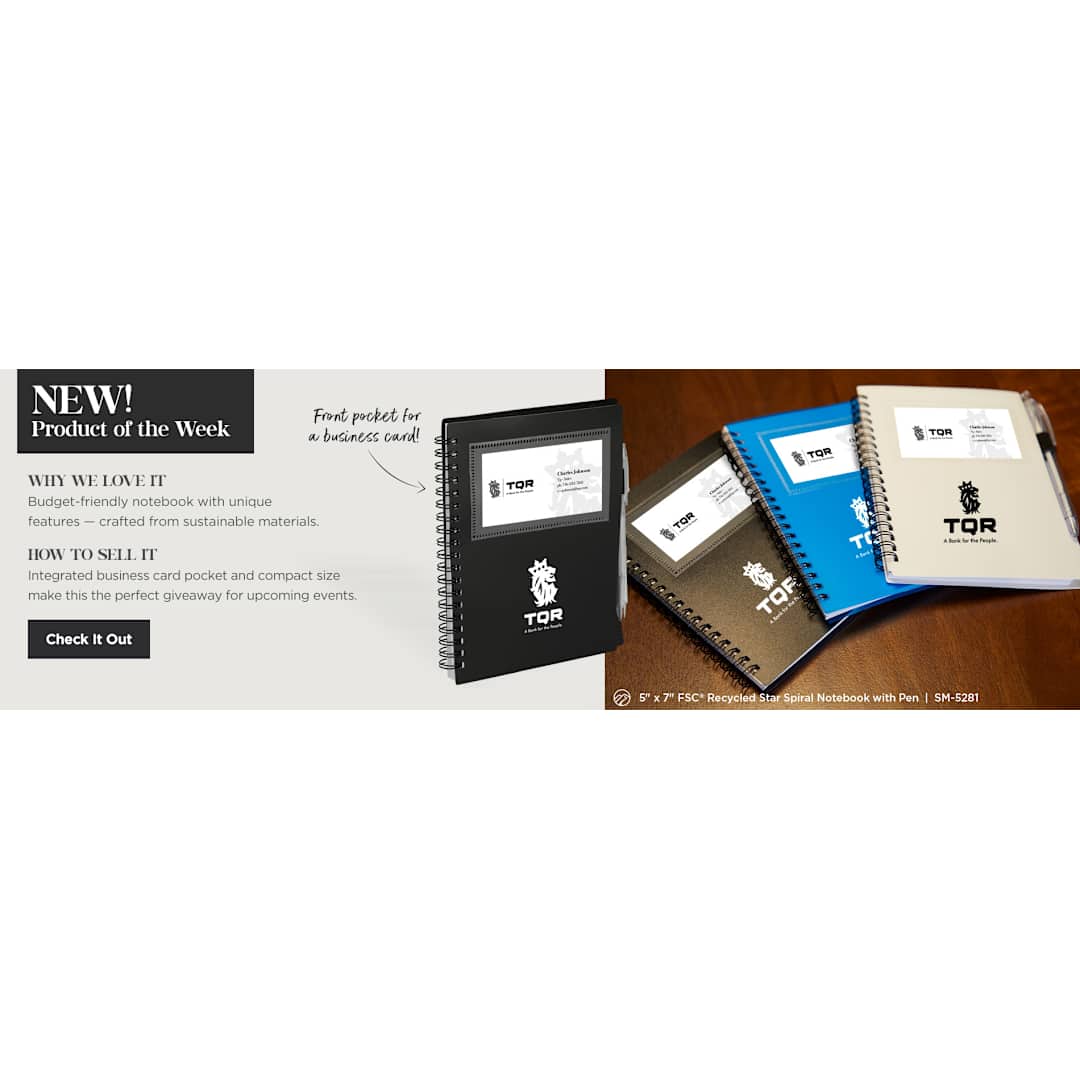 FSC® Recycled 5" x 7" Star Spiral Notebook with Pe 150