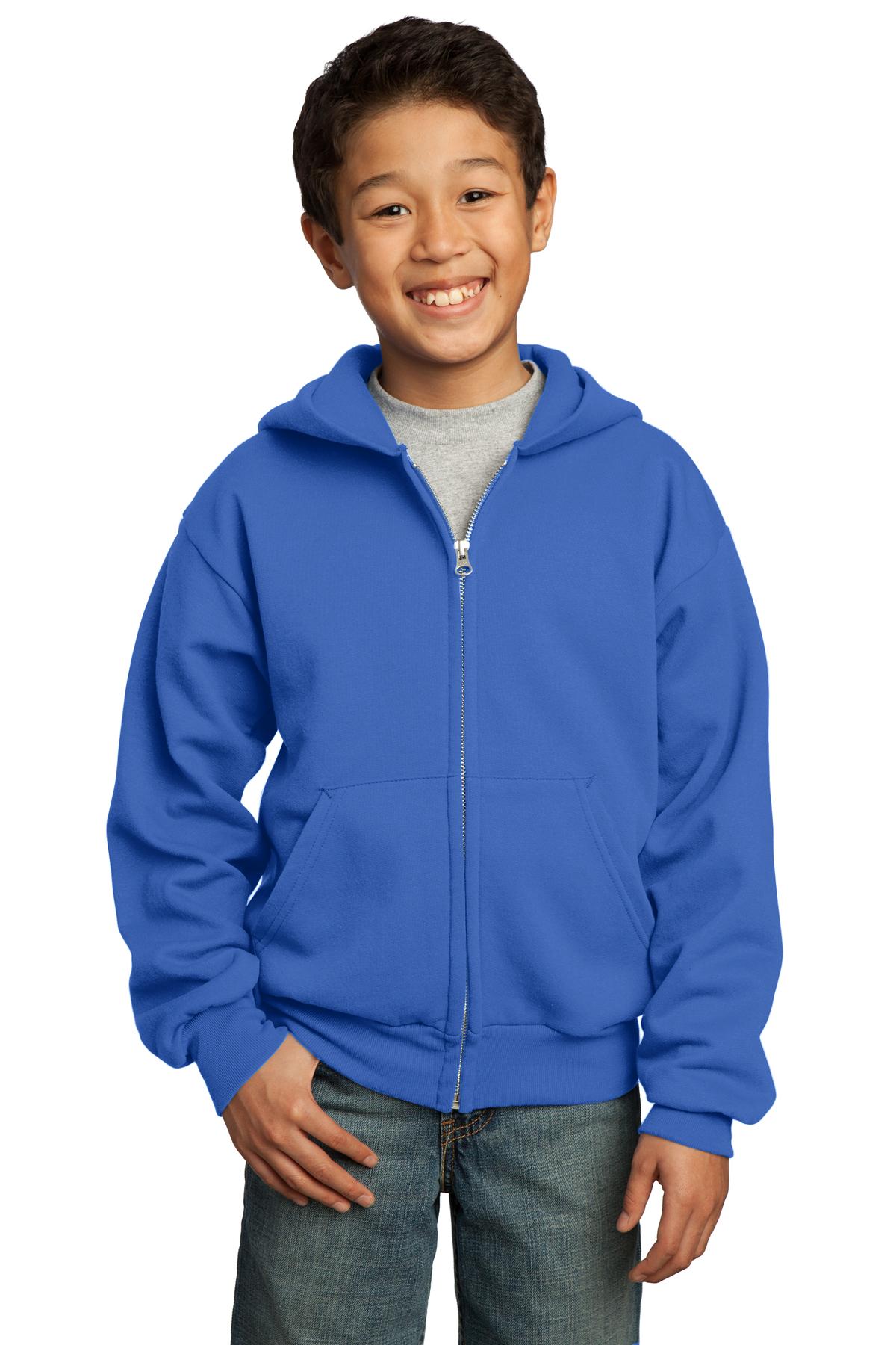 Port & Company® Youth Core Fleece Full-Zip Hooded Sweatshirt 50