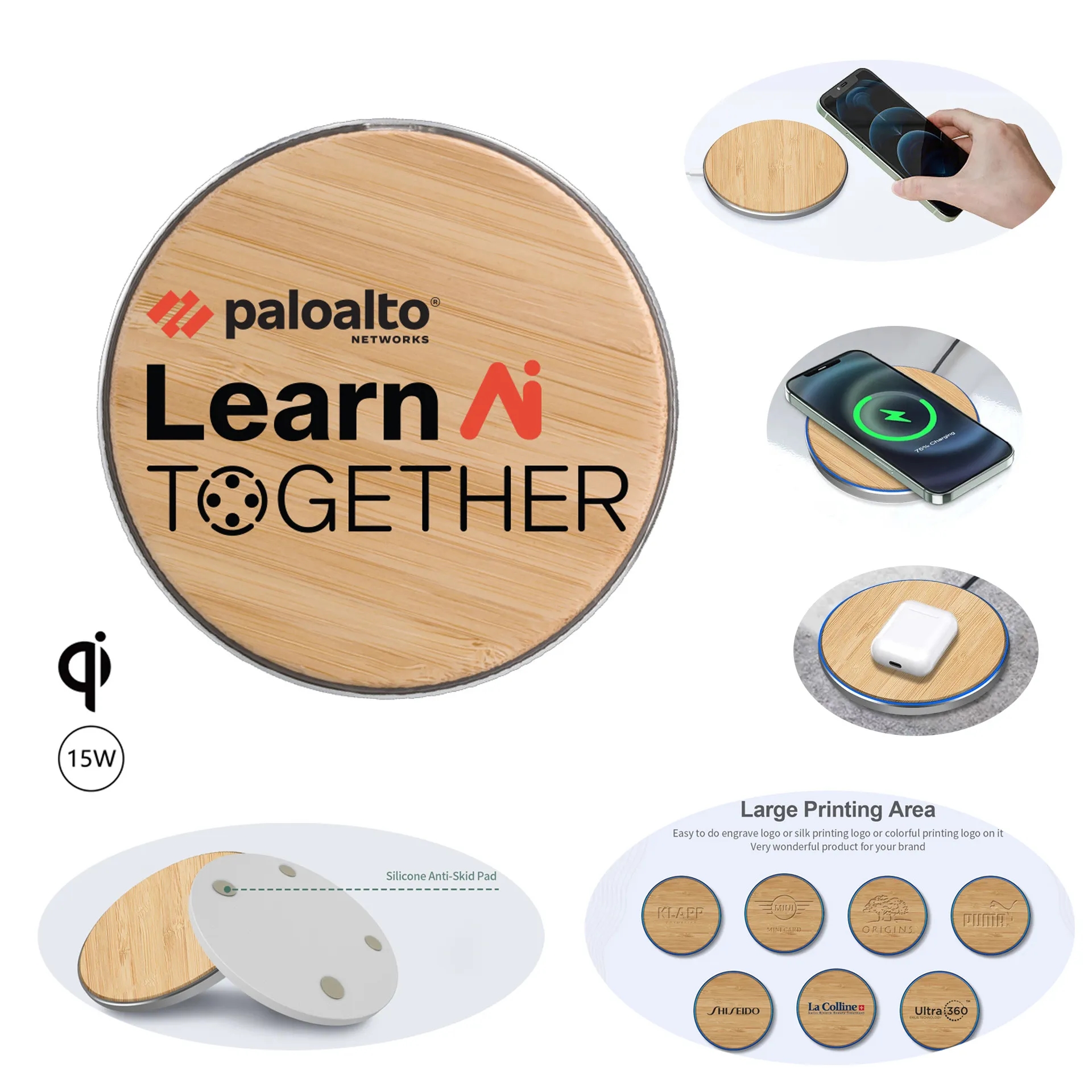 15W Qi Wireless Charger -Bamboo 2