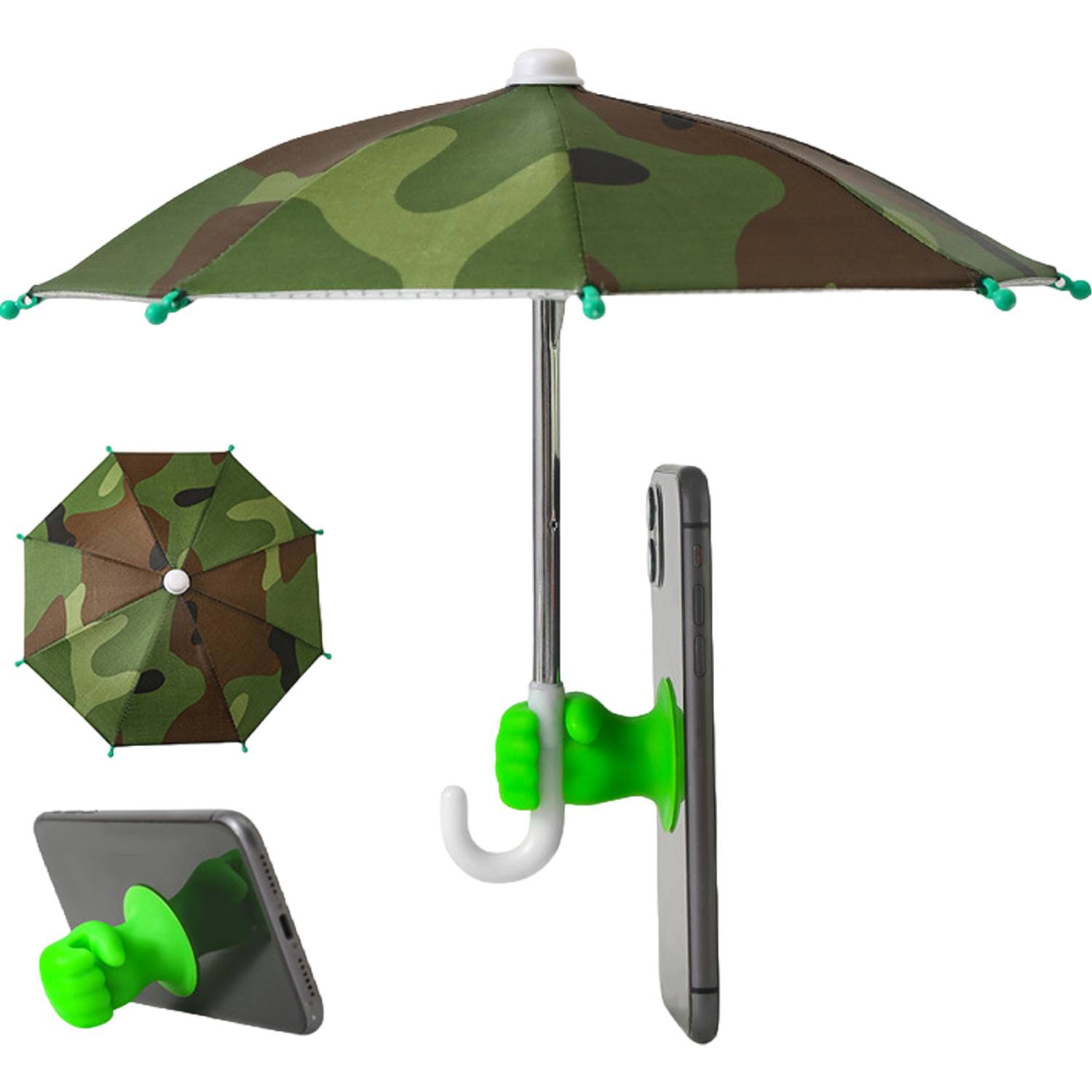 Mini Waterproof Phone Umbrella w/ Fist Grip Stand 15
