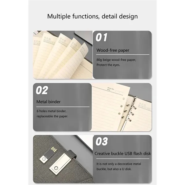 PU Leather Notebook W/ 8000mAh Wireless Charging Power Bank 2