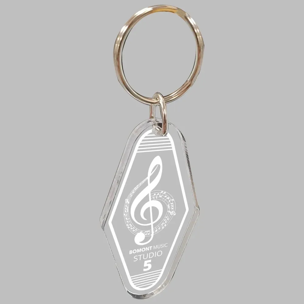 1/4" Vintage Etched Acrylic Motel Keychain Hotel Key Tag 5