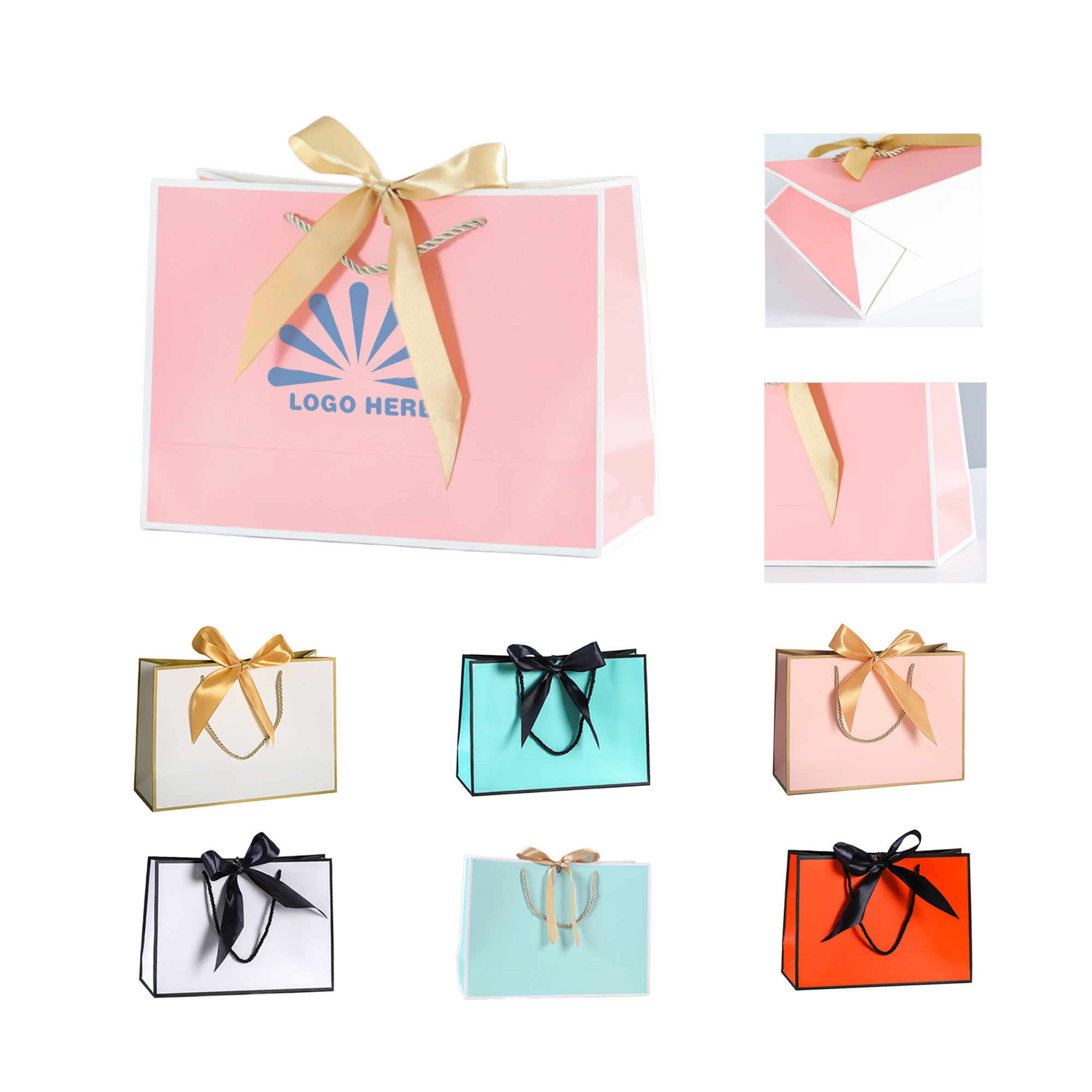 Large Thank You Gift Bags with Bow Ribbon 2