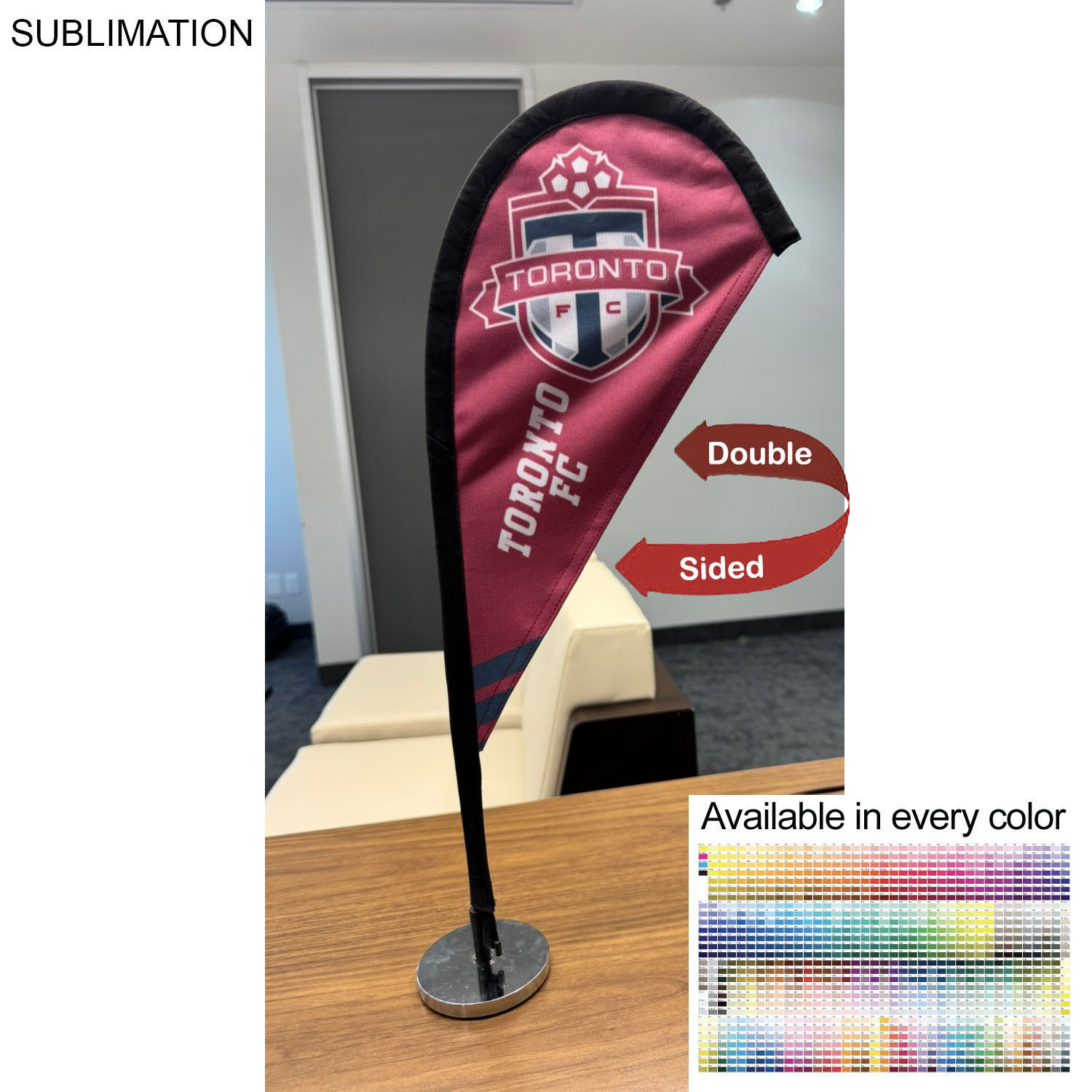 Table Topper Teardrop Sail Sign Flag, 20", Full Color Graphics two sides 2