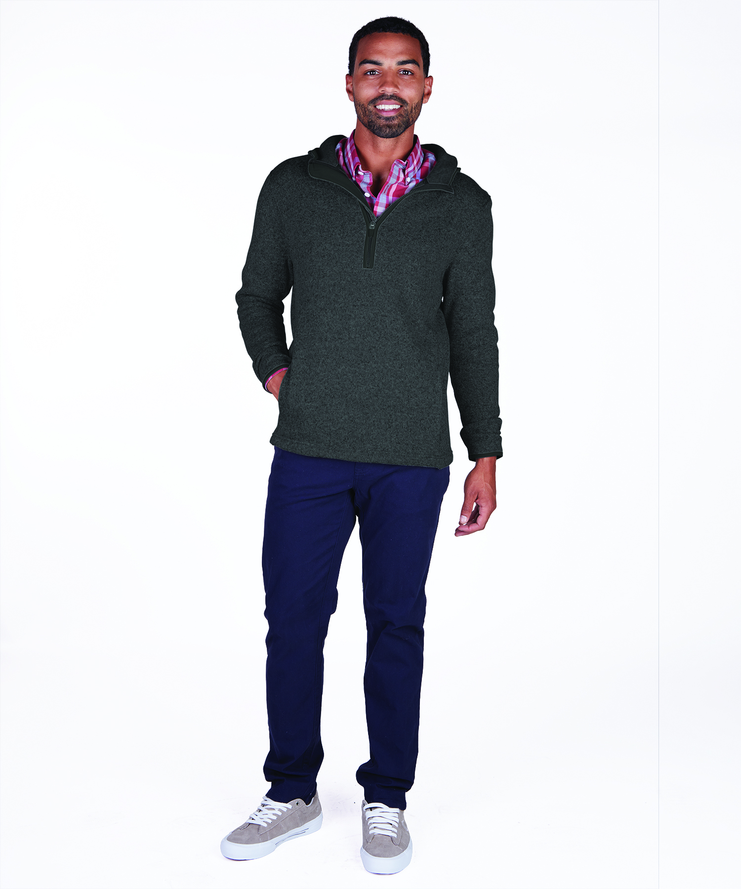 Men's Heathered Fleece Quarter Zip Hoodie