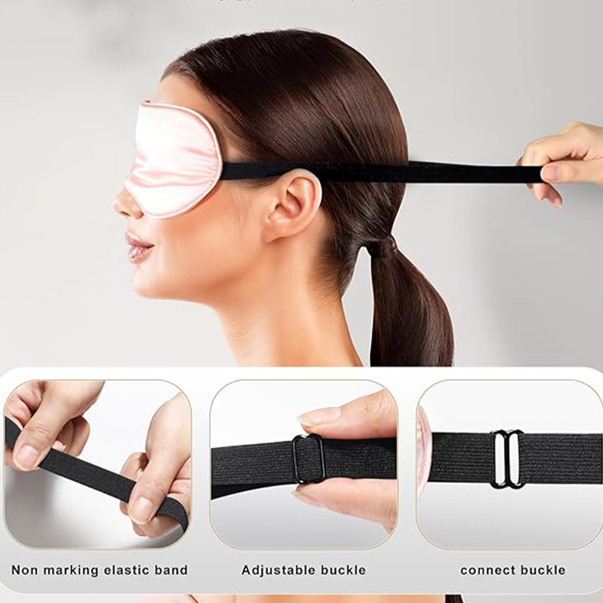 MOQ 50 Double-sided Faux Silk Sleep Eye Mask 2