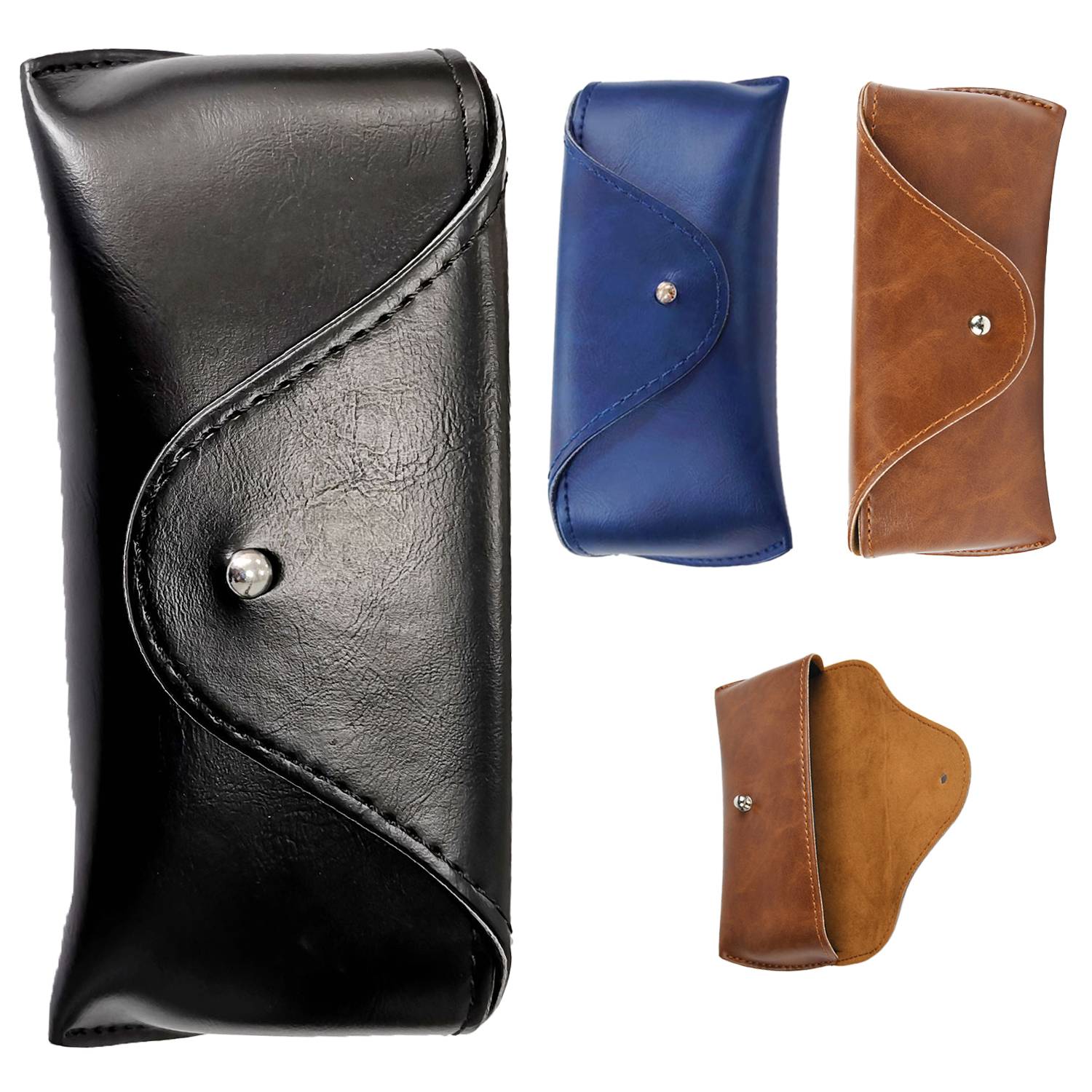 PU Leather Eyeglasses Storage Case w/ Snap Closure 6