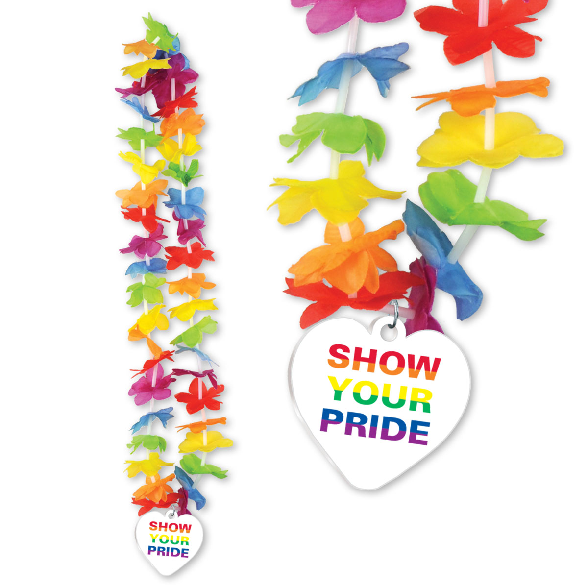 Silk 'N Petals Rainbow Floral Lei w/ Custom Shaped Medallion