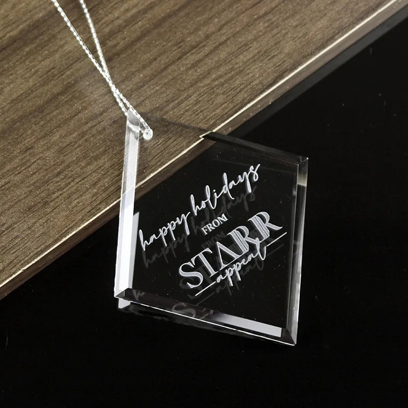 Crystal Beveled Square Diamond Ornament 4