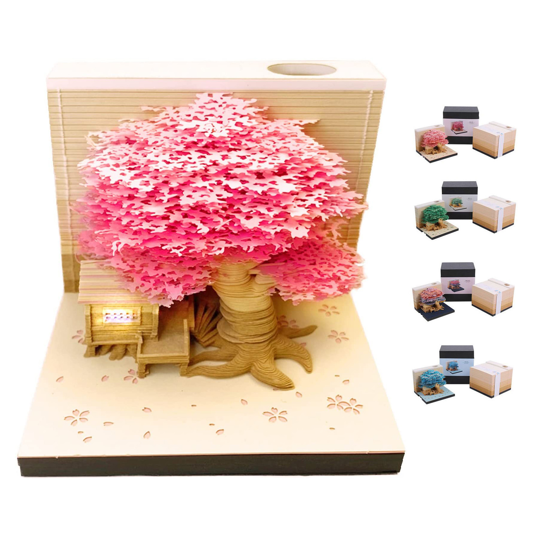 Memo Pad 3D Non-Sticky Paper Notes with Light