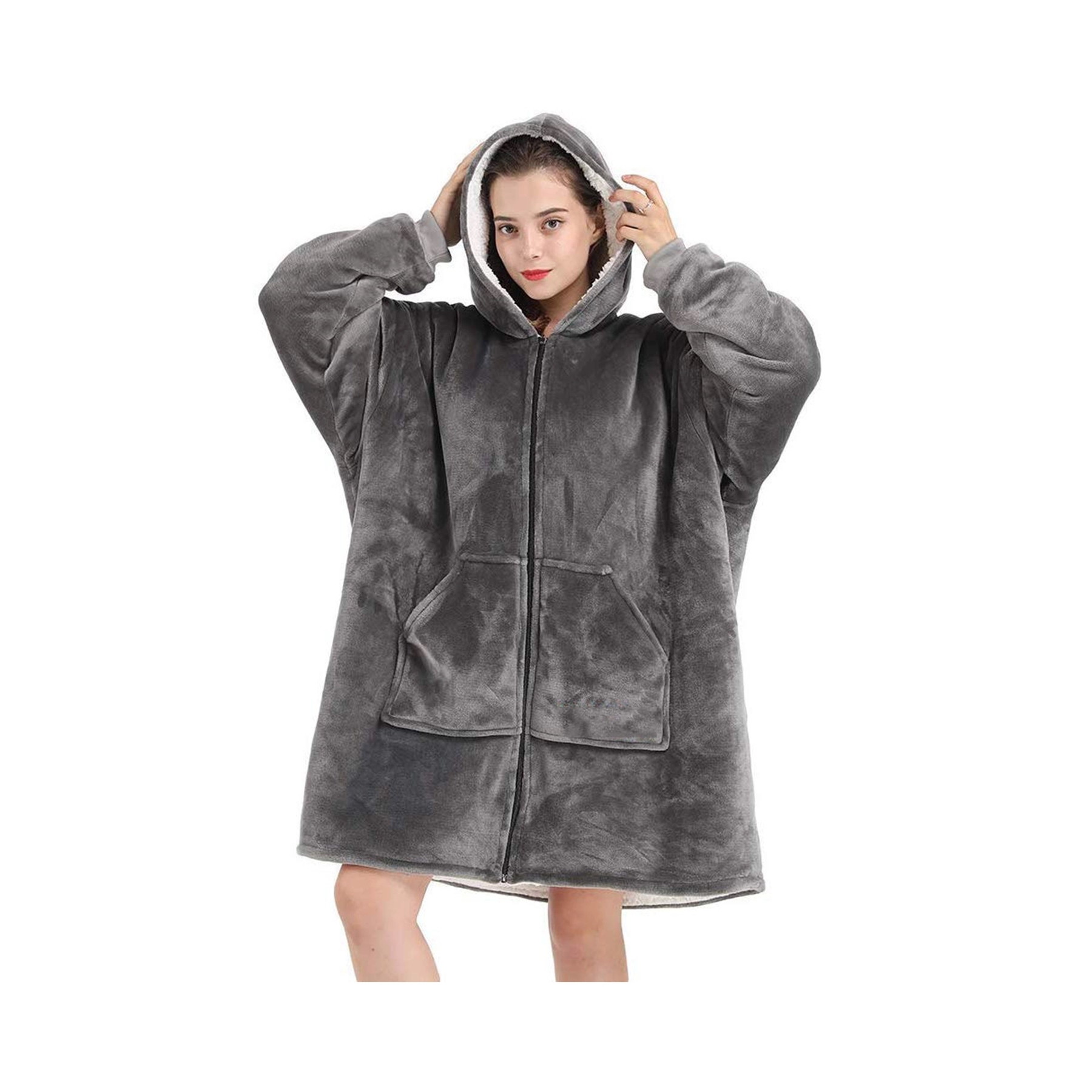Oversized Microfiber & Sherpa Wearable Blanket 3
