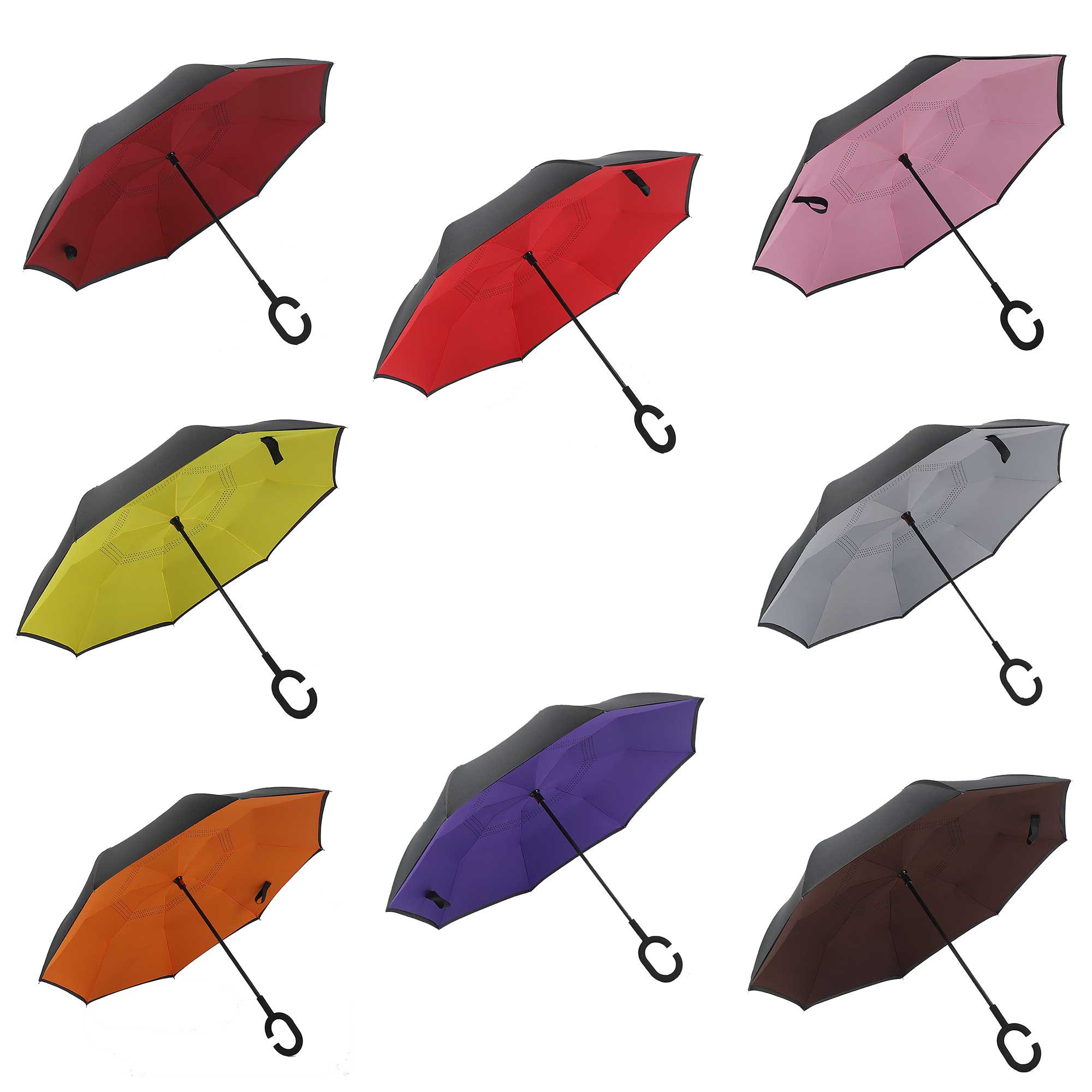 Windproof Layer Upside Down Car Rain Umbrellas 2