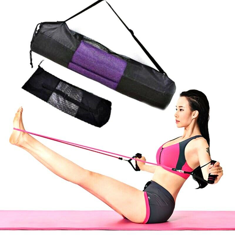 Yoga Mat Storage Mesh Bag Drawstring Bags PVC Adjustable Strap Carrier USA 6
