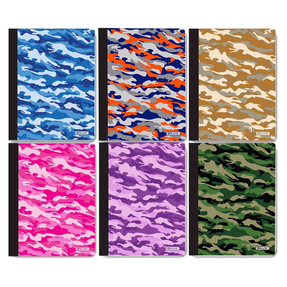 College Ruled Composition Books - 50 Sheets 6 Camouflage Covers