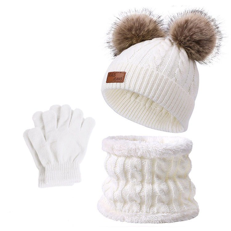 Kids Winter Knit Hat Scarf Glove Set 4