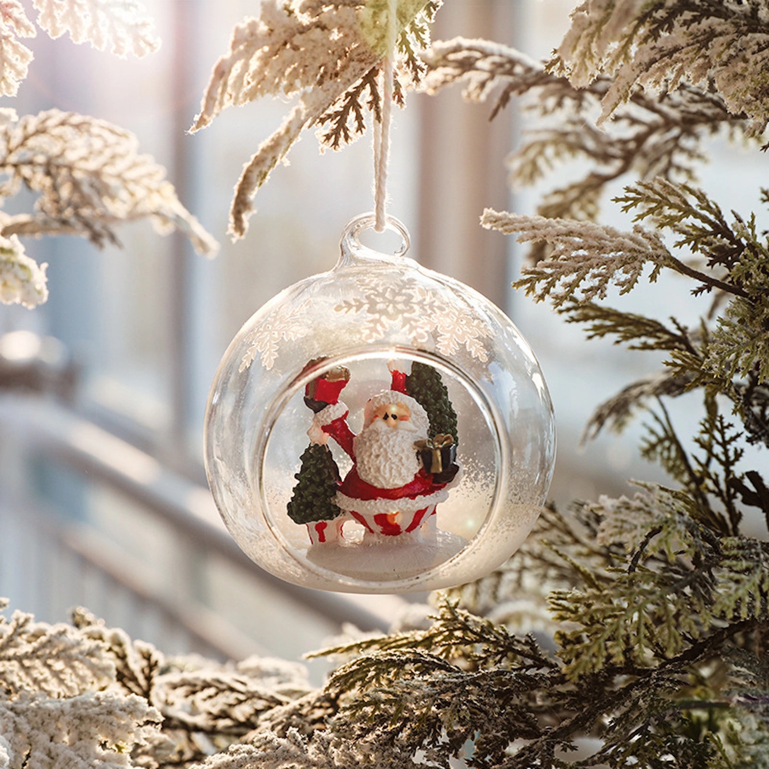 3" Thickeness Clear Glass Christmas Scene Ornaments Balls 2