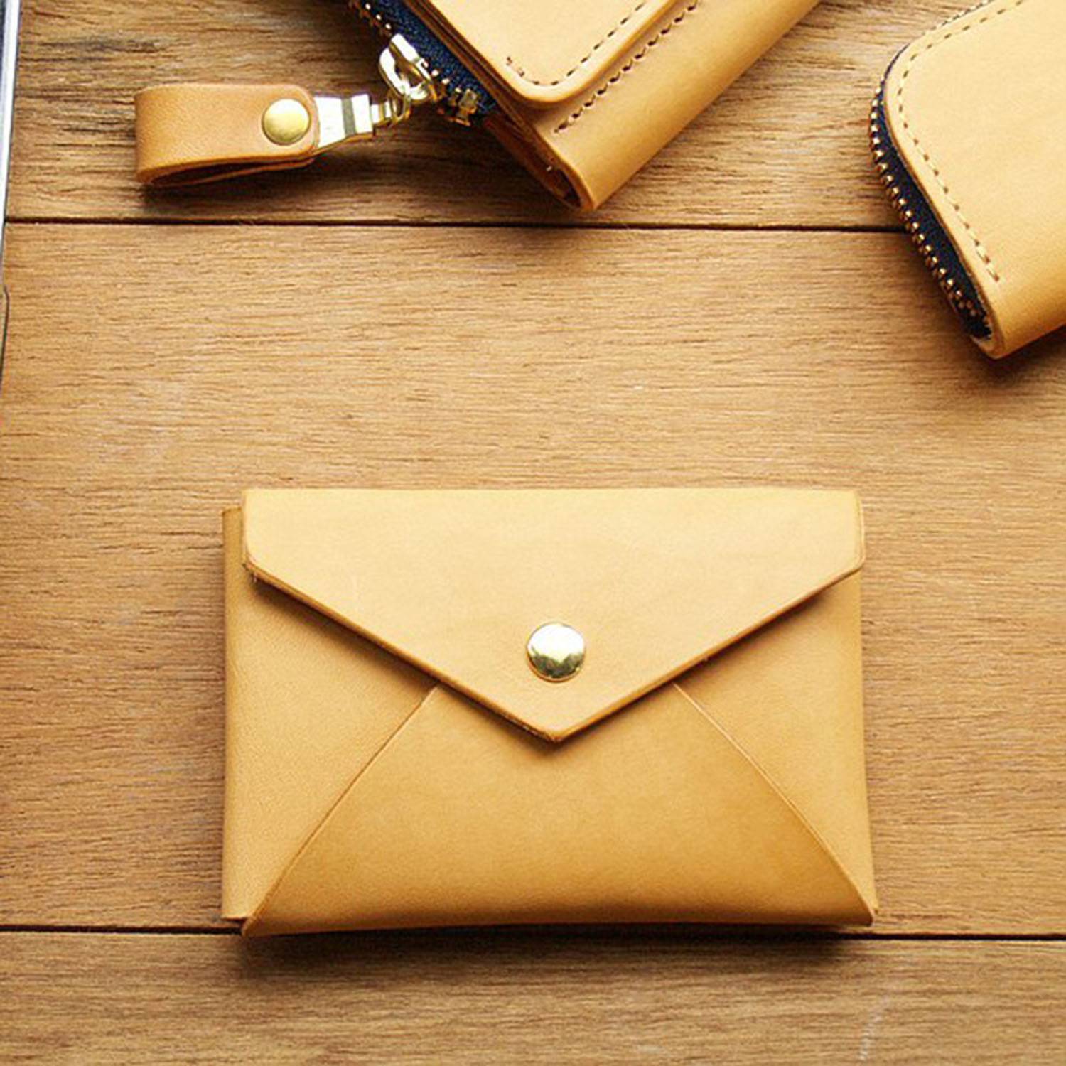 Compact PU Leather Business Card Holder Snap Closure 5