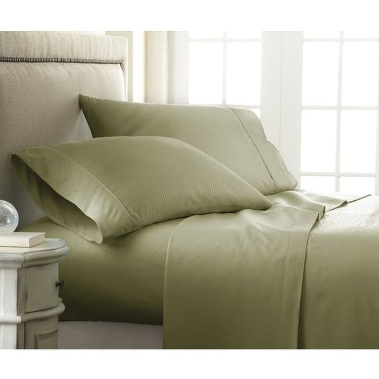 Premium Embossed Sheet Sets - Sage Checker Design Full 4 Piece