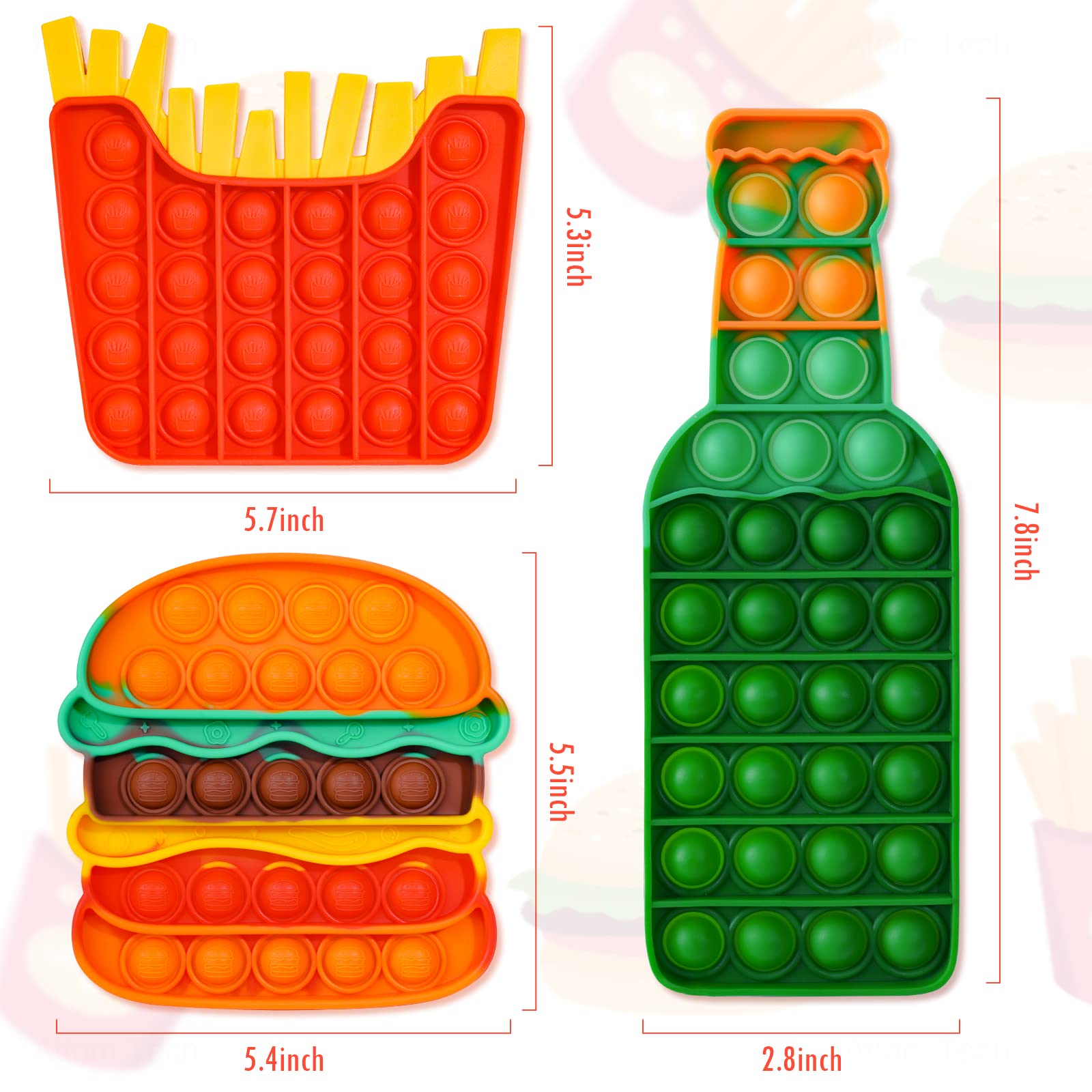 Fast Food Shapes Pop Fidget Toys For Anxiety Stress Relief 2