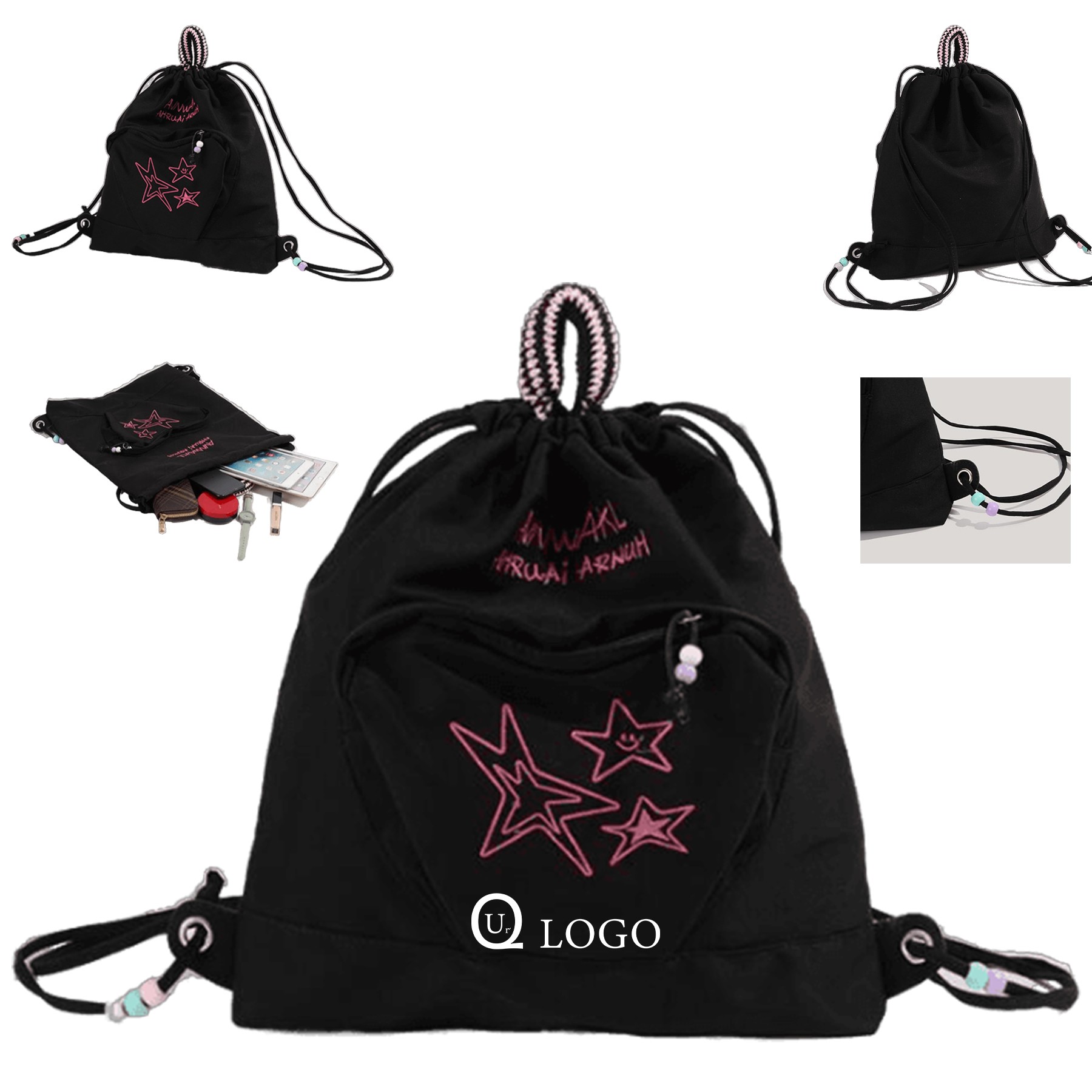 15.35X1.97X17.32 Inch Terylene Drawstring Backpack