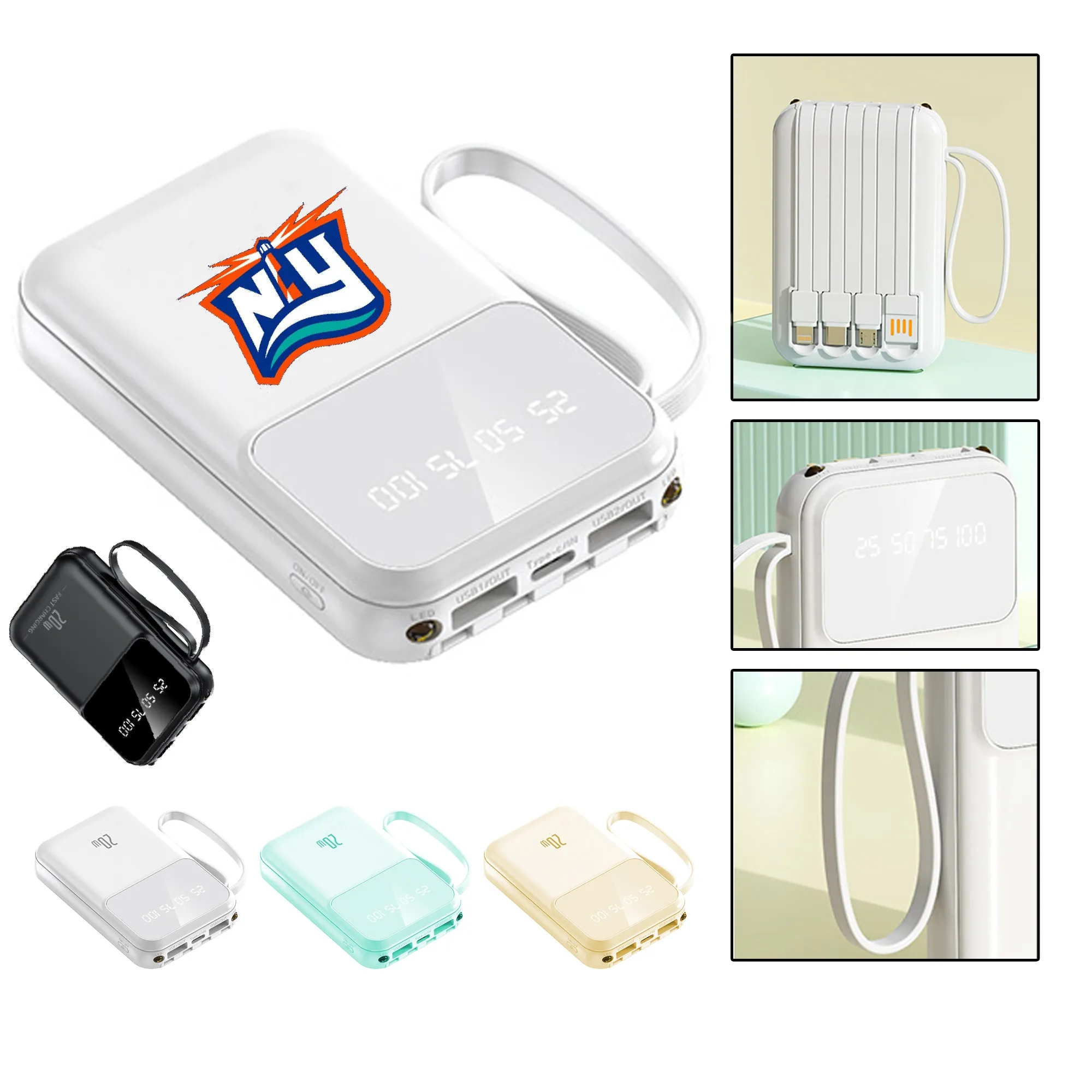 Customized Logo Built In Charging Cable Mobile Power Gift 4
