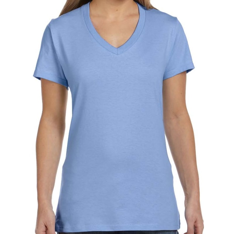 Hanes Ladies 4.5 Oz., 100% Ringspun Cotton Nano-T® V-Neck T- 16
