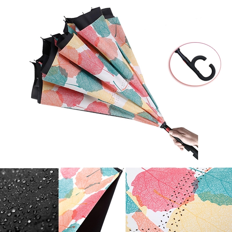 Full Color Inverted Reverse Umbrella with C-Shaped Handle 3