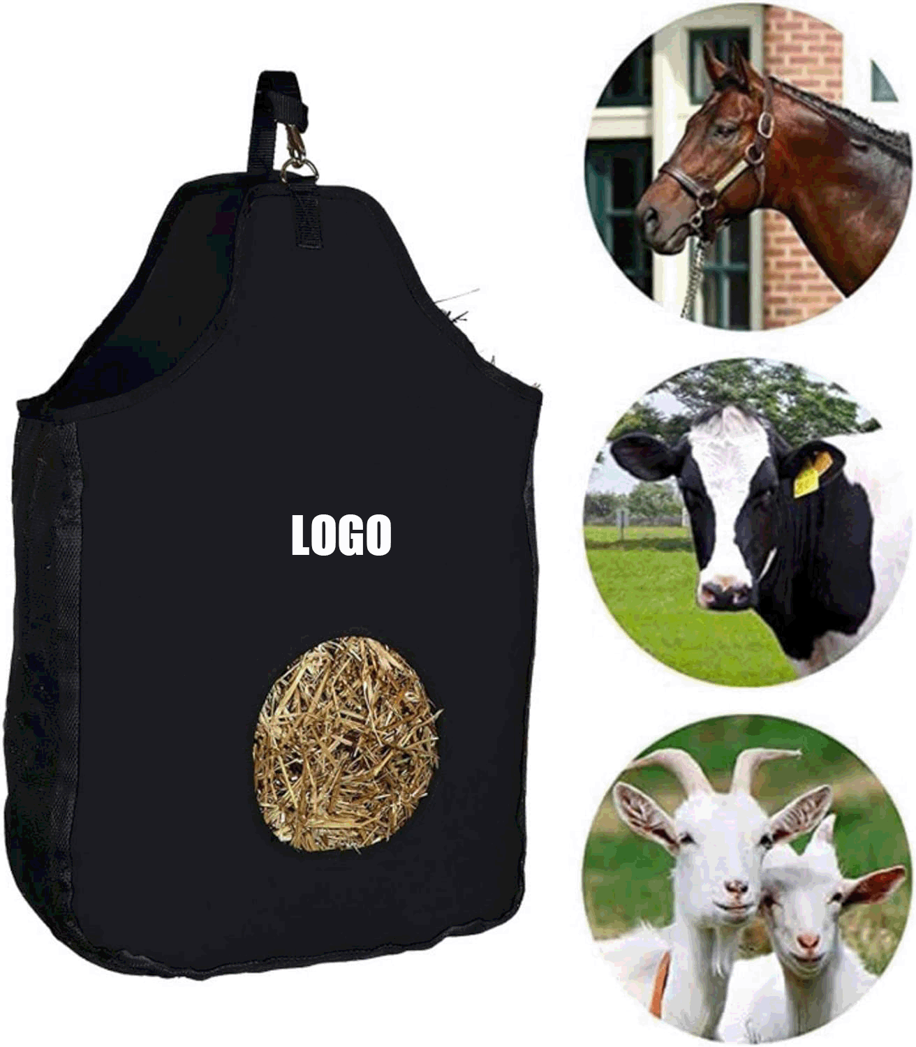 Slow Feeder Hay with Metal Snap Fastener/Hanging Hay Feeder Sack Storage Bag 2