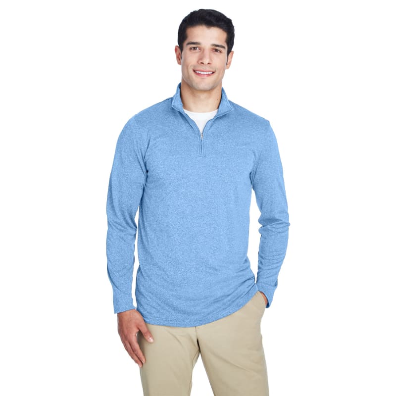 UltraClub Men's Cool & Dry Heathered Performance Quarter-Zip 19