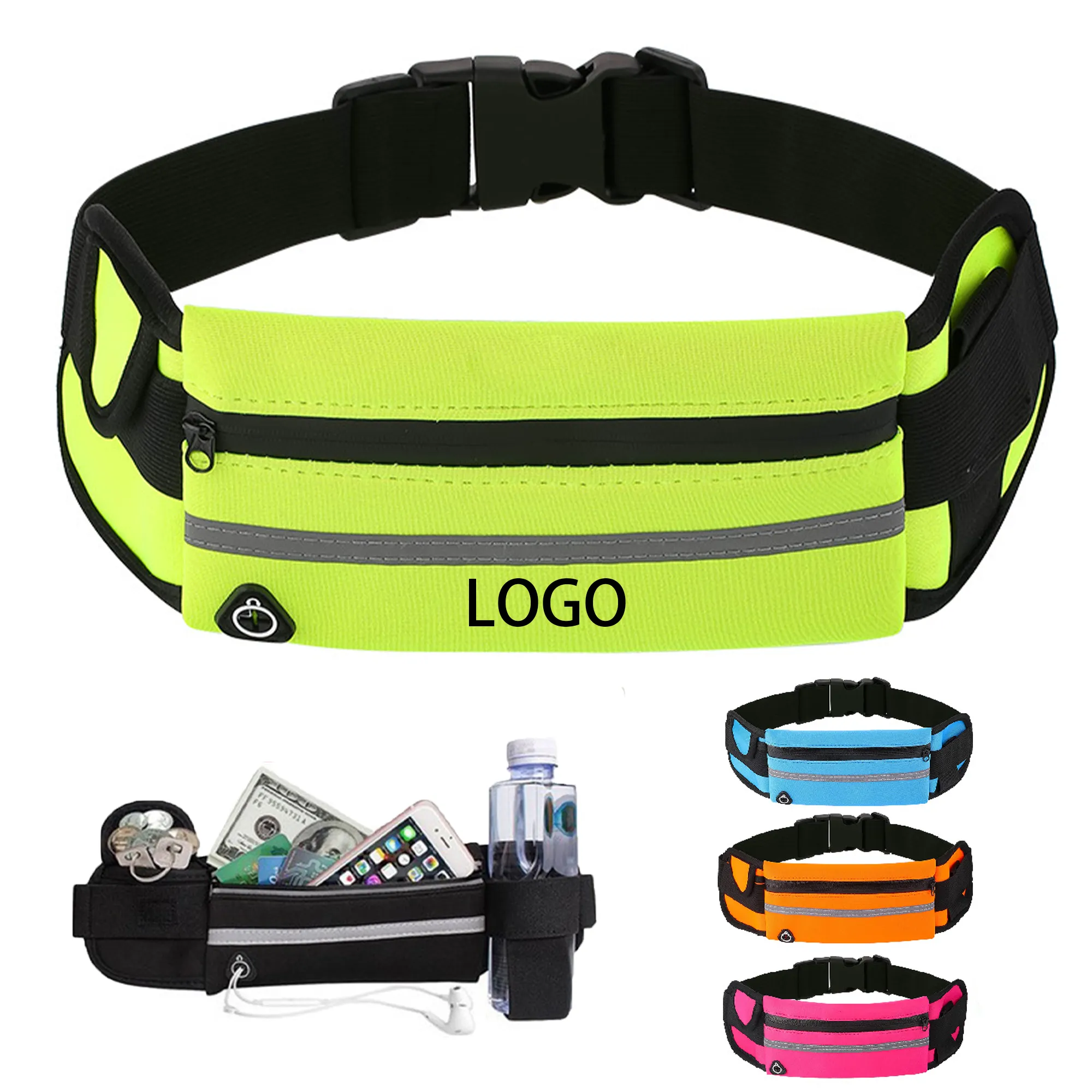 MOQ 50 Waterproof Running Waist Pack with Bottle Holder 3