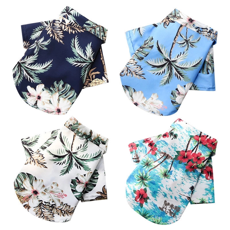 Pet Summer T-Shirts Hawaii Style Floral Dog Clothes 7