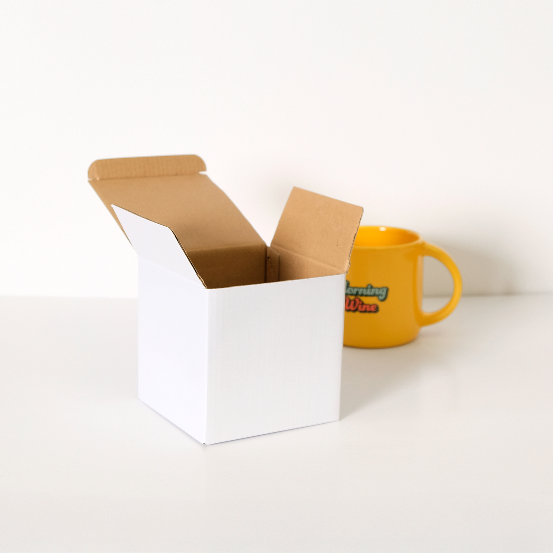 Ceramic Mug Box: 4.25" W x 4.25" H x 4.25" D 1