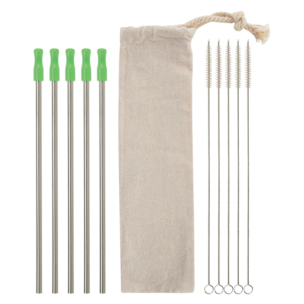 5-Pack Stainless Straw Kit with Cotton Pouch 13