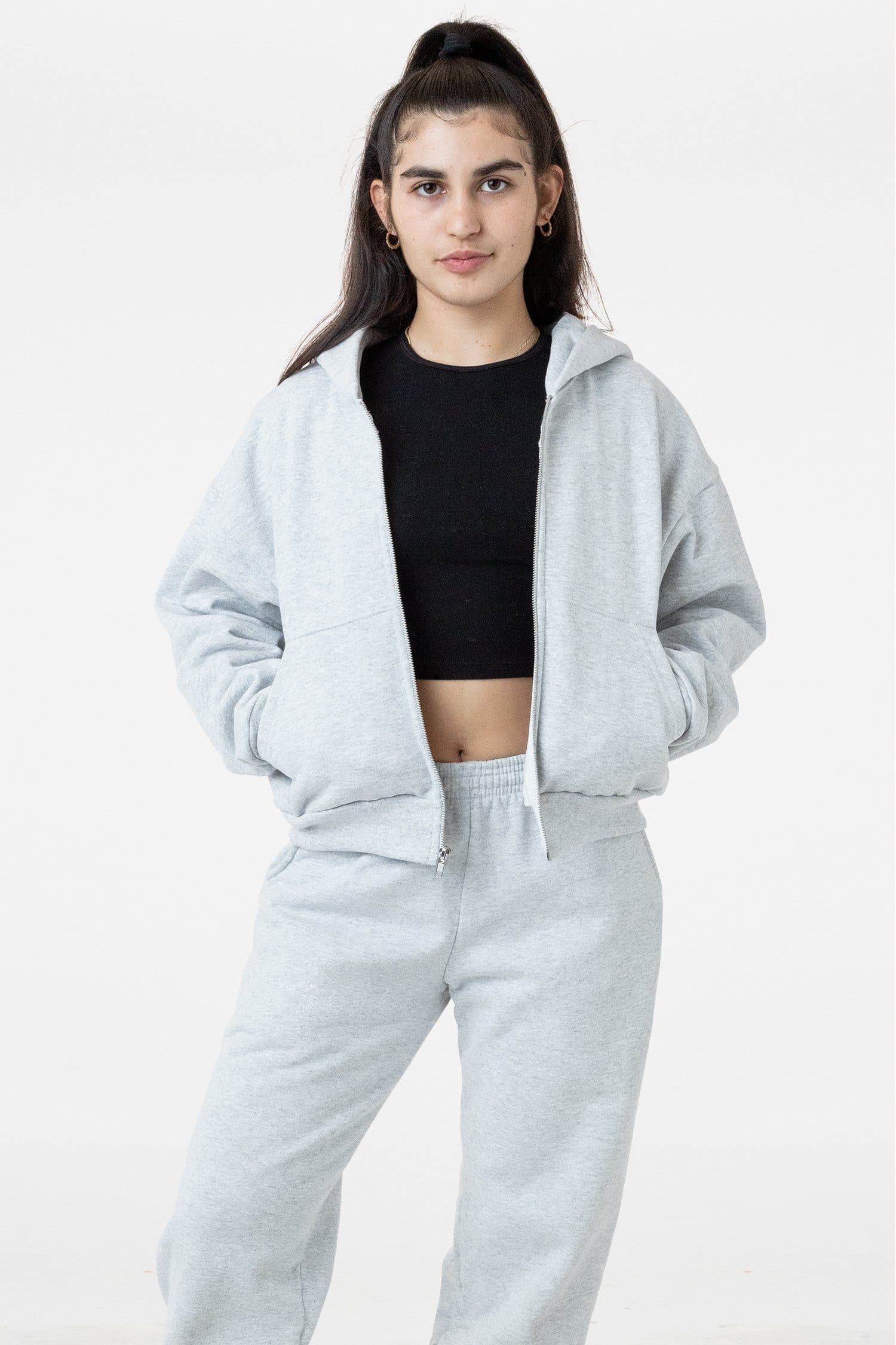 14 OZ HEAVY FLEECE CROPPED ZIP UP 3