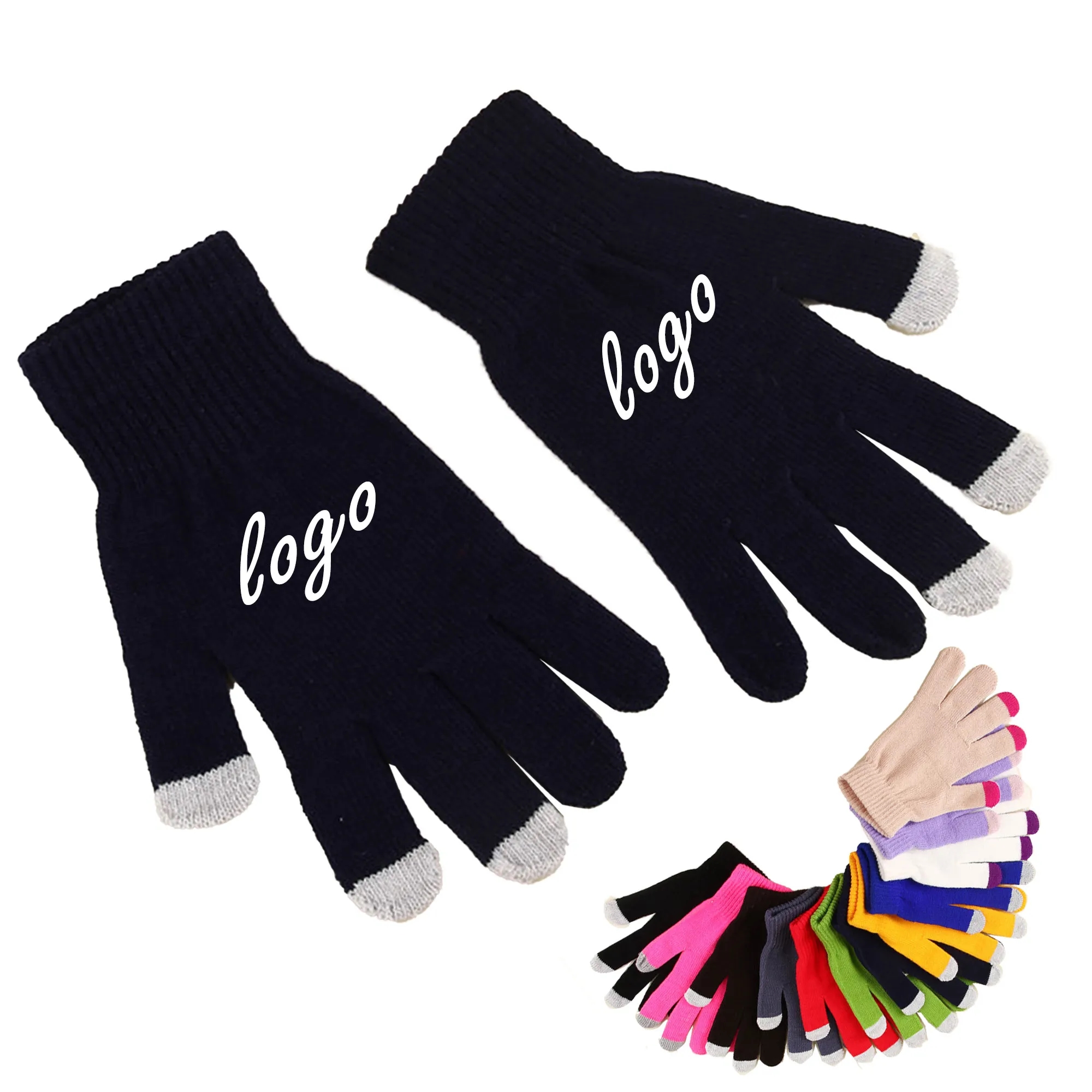 MOQ 10 Winter Knitted Warm Gloves Touch Screen 2