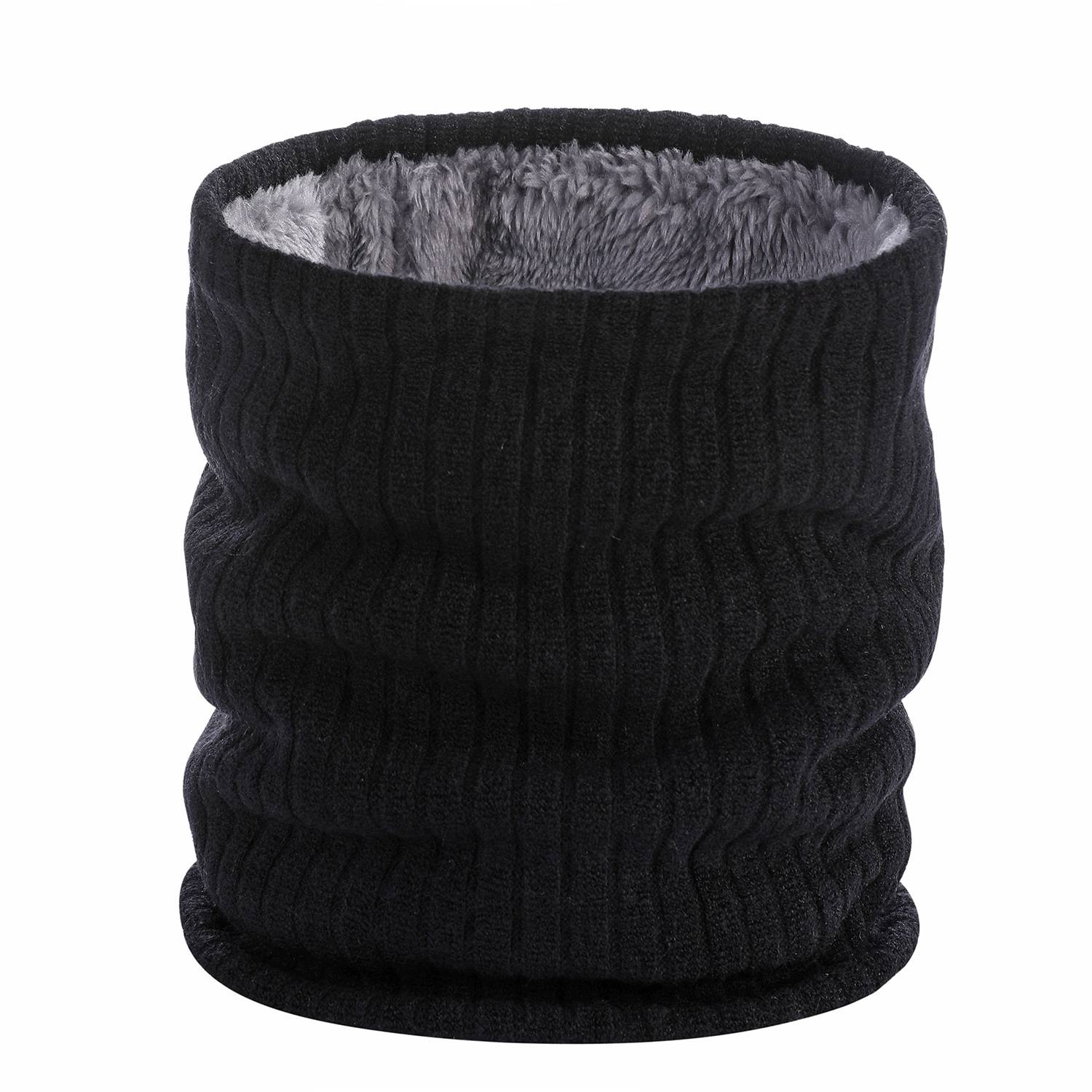 Winter Knitted Plush Lined Neck Warmer Scarf 3