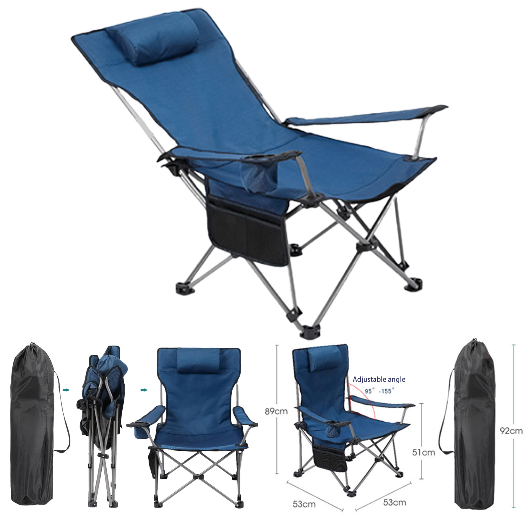 Outdoor Sitting And Lying Dual-purpose Folding Chair With Carry Bag 2
