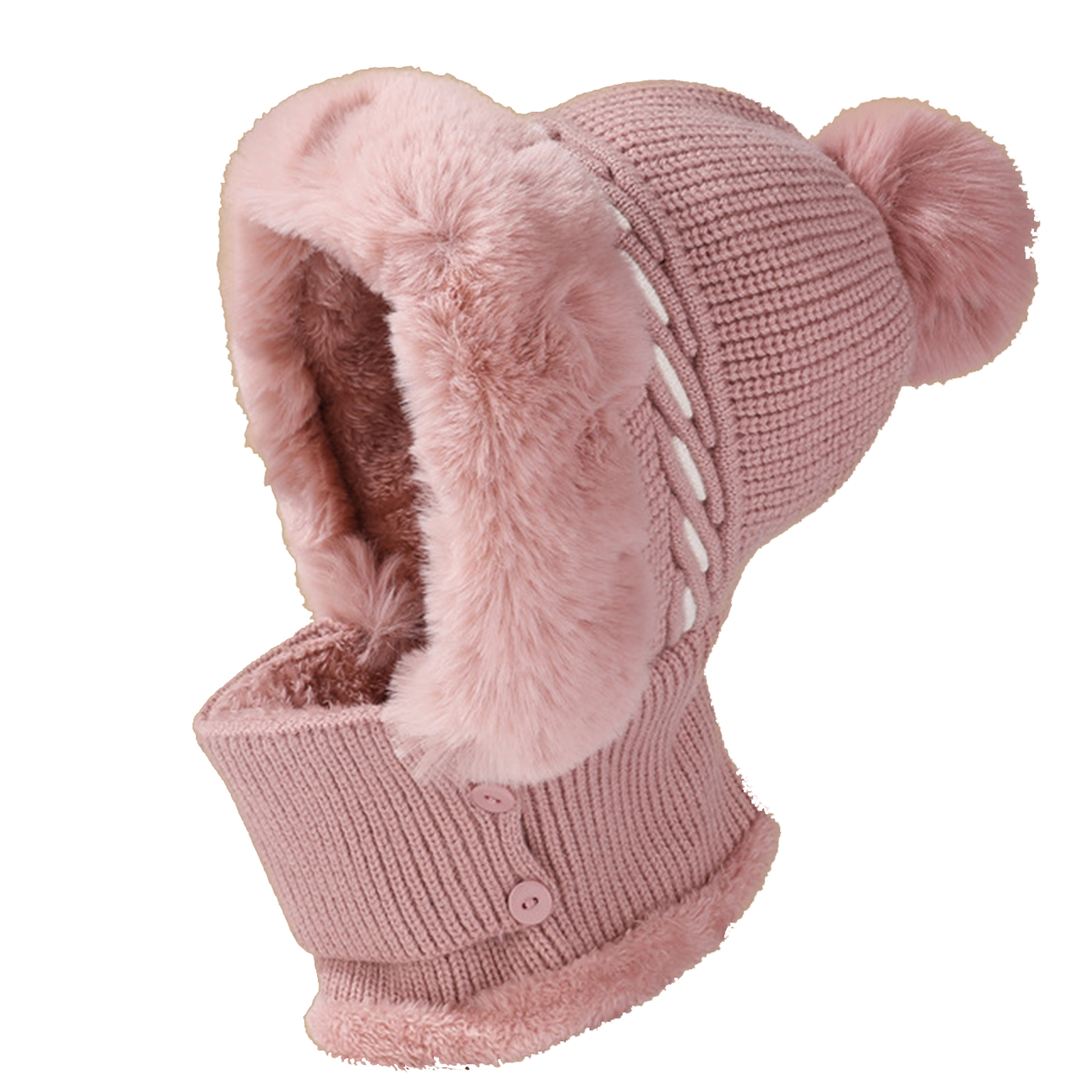 Winter Warm One Piece Fleece Hats Scarf Mask Knitted Hat 6