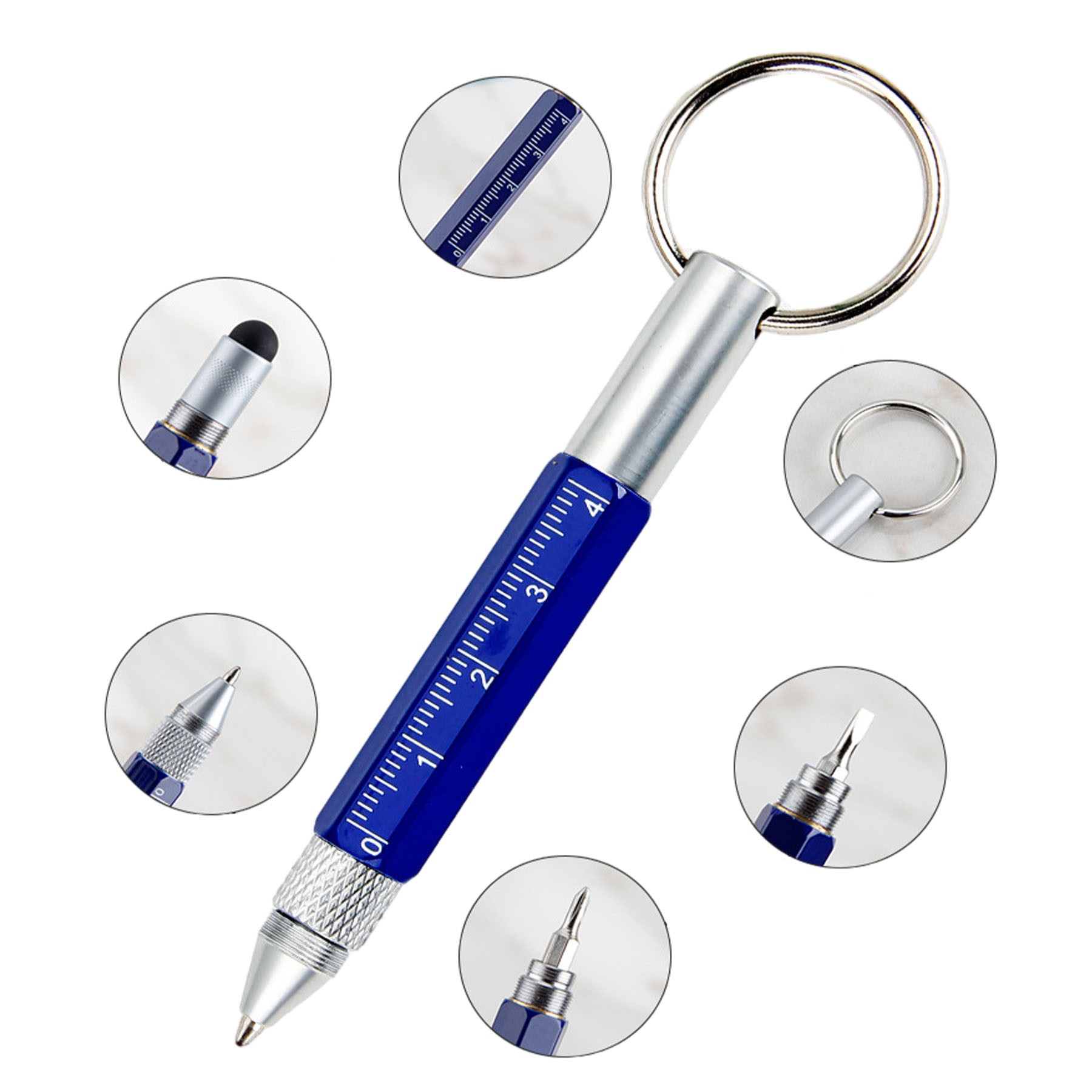 6 In 1 Multifunction Key Ring Tech Tool Pen 4