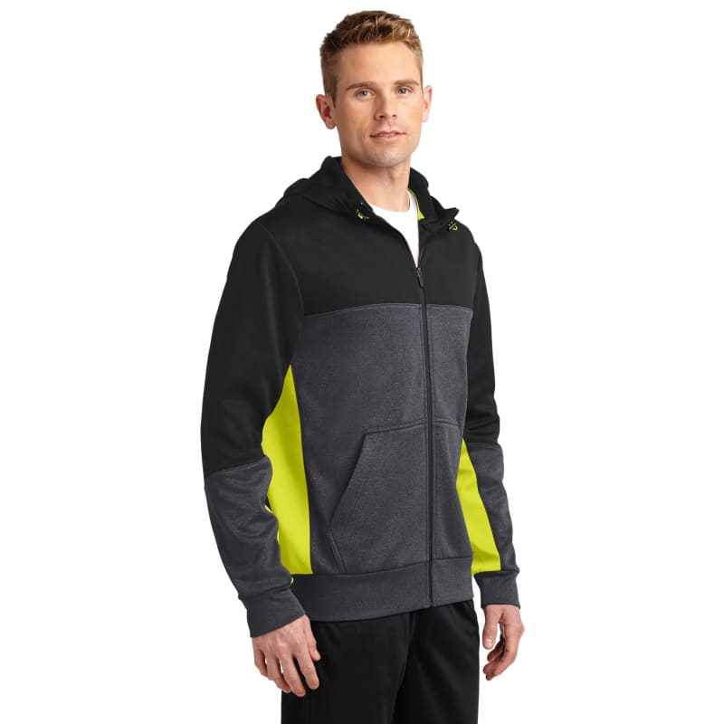 Sport-Tek Tech Fleece Colorblock Full-Zip Hooded Jacket. 6