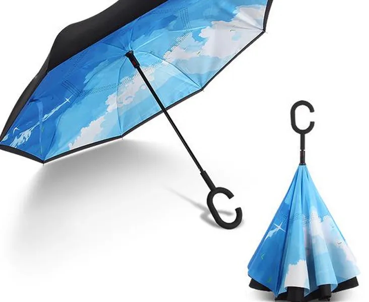 46in Hands Free Reverse Umbrella with C Handle 2
