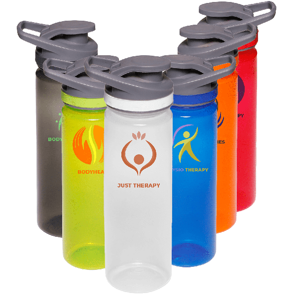 Plastic Sports Water Bottle with Flip Lid - Carry Handle, 22 17