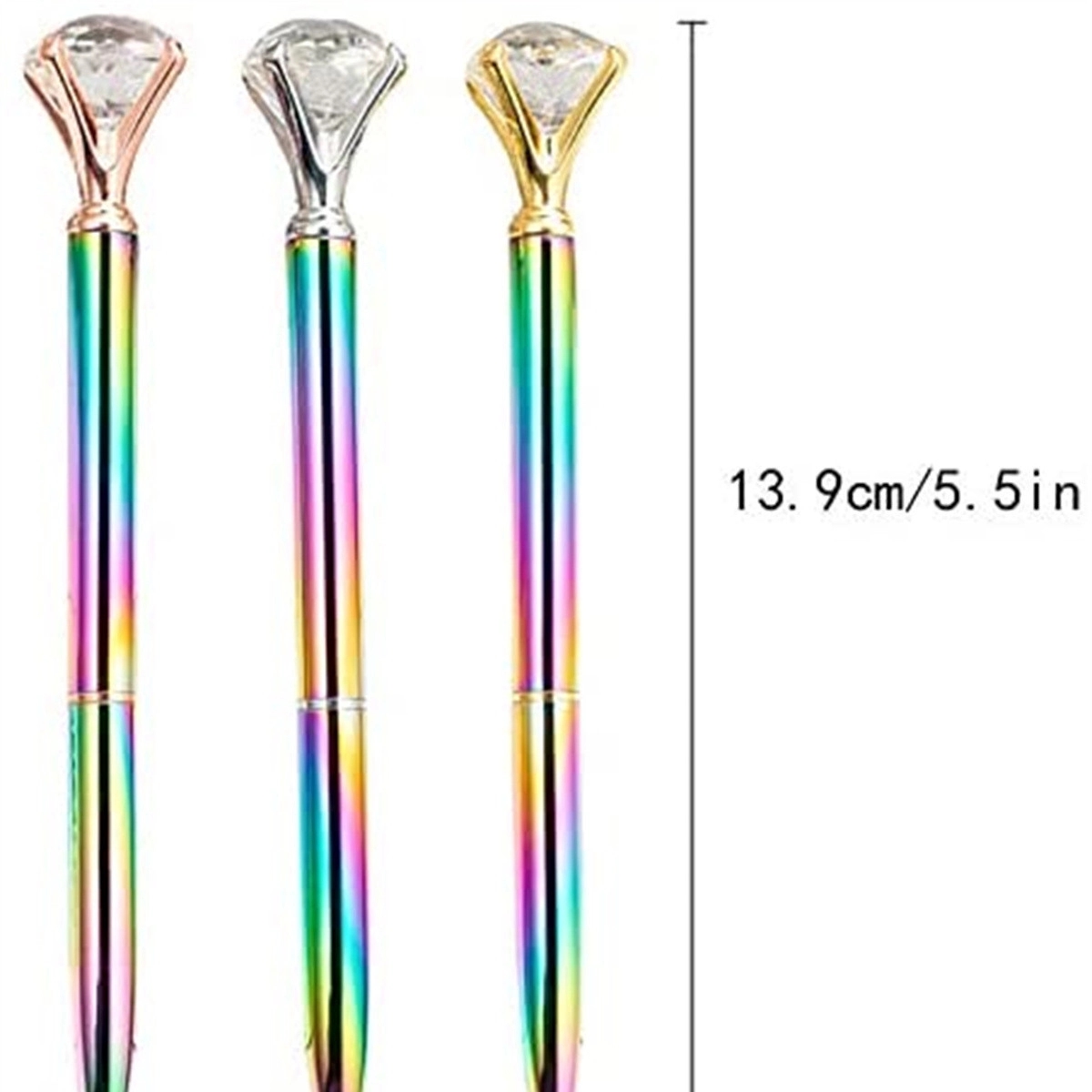 Big Crystal Diamond Pens Rainbow Metal Ballpoint 6