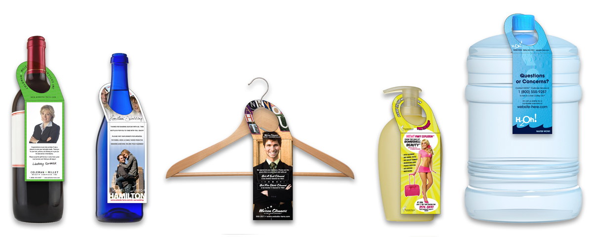 UV Coated (1S) Bottle Hanger - 2.5 x 7.625 (Round Top w/1.5625 hole & Tear-Off Perforation) 2