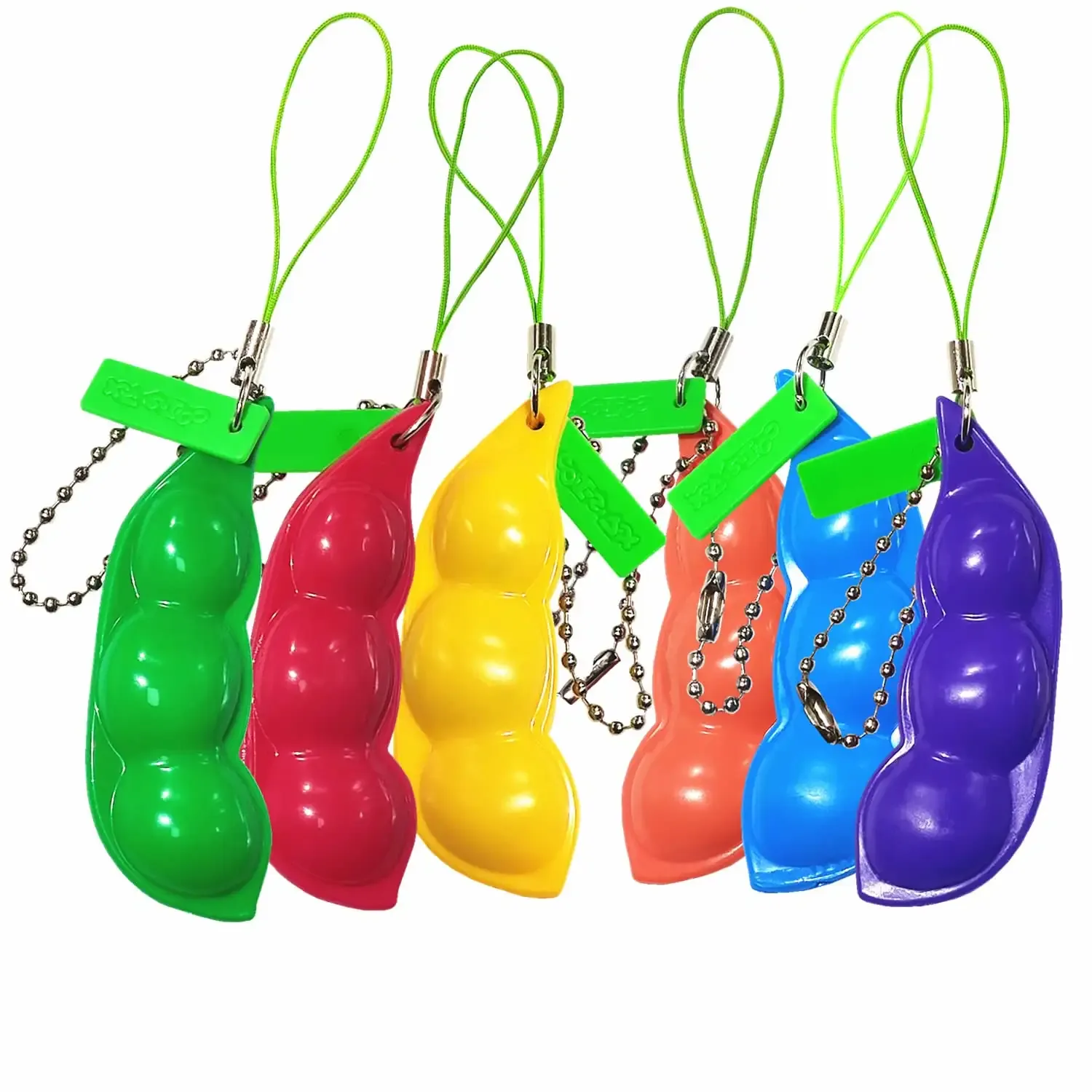 3Pcs Squeeze-A-Bean Edamame Keychain 3